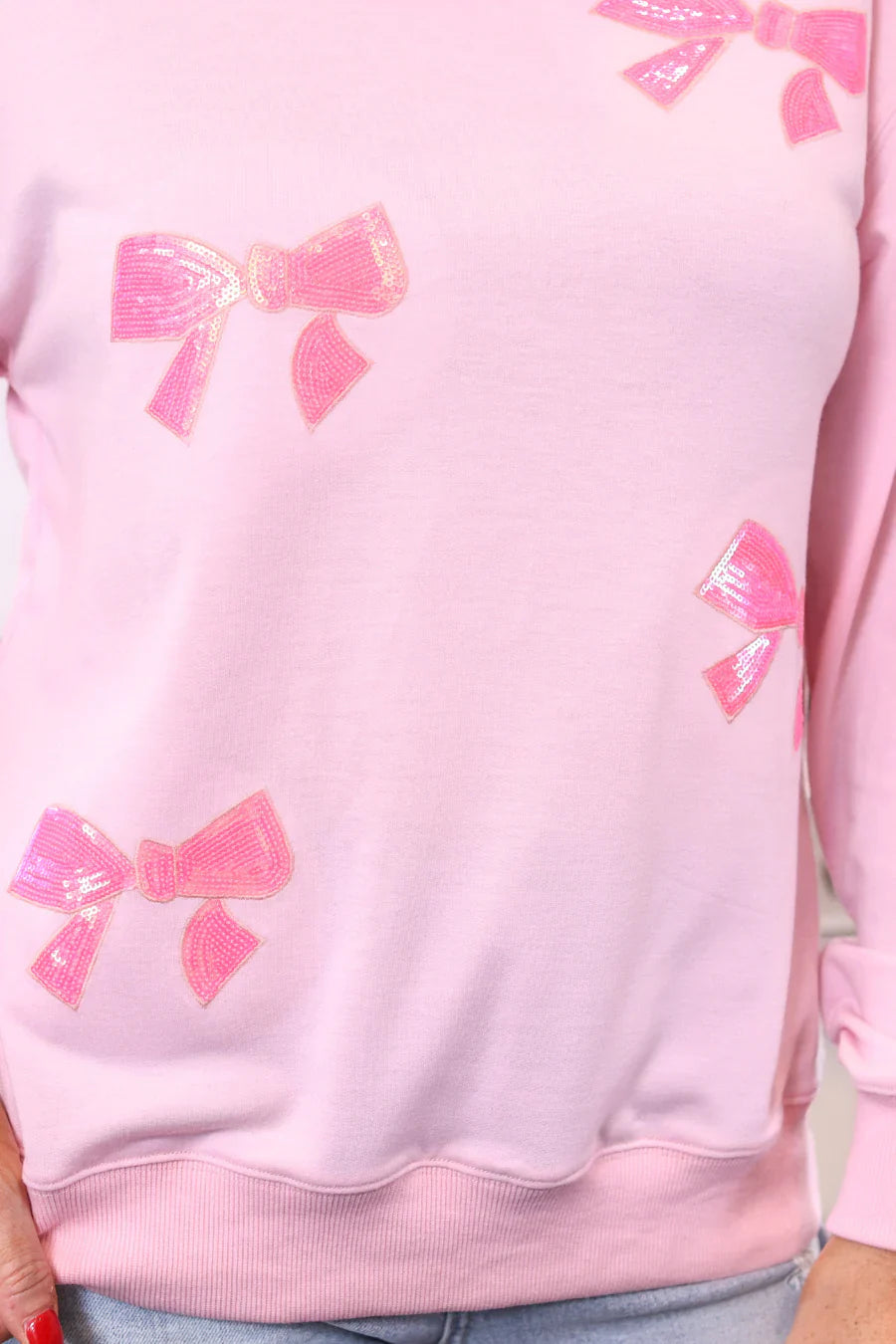 Blushing Bows Sequin Sweatshirt