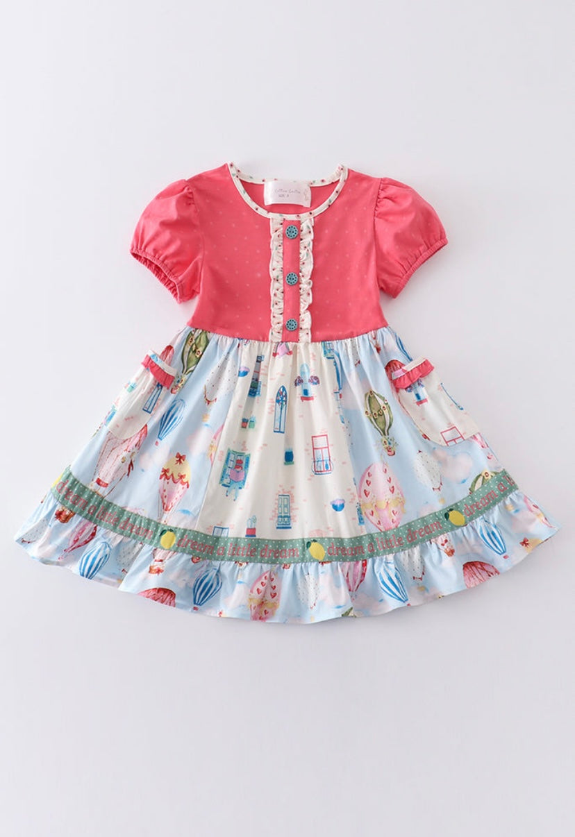 Platinum Hot Air Balloon Dress – Girls Boutique Puff Sleeve Dress