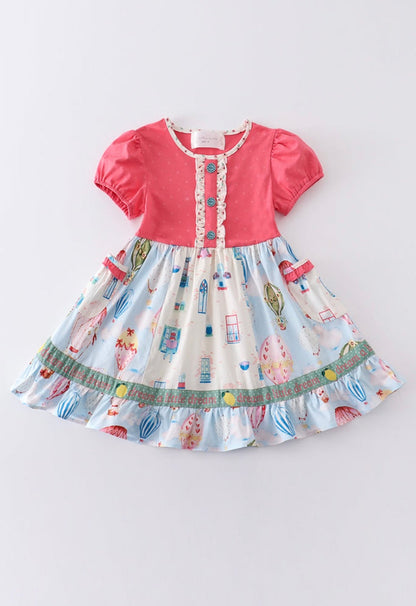Platinum Hot Air Balloon Dress – Girls Boutique Puff Sleeve Dress