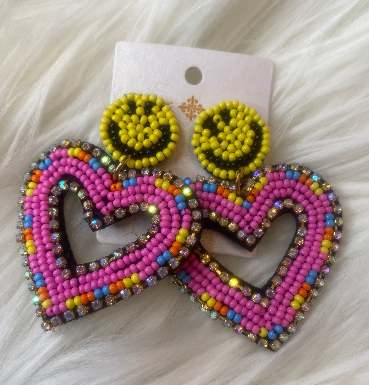 Smiley Face Heart Earrings