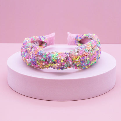 Kids Knot Headband - Rainbow Sequin Knotted Hair Accessories