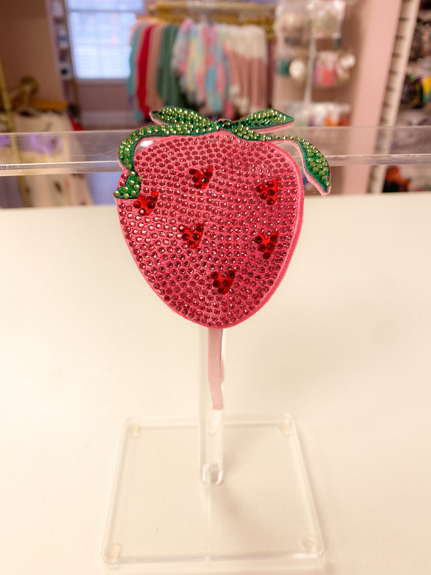 Rhinestone Strawberry Heart Patch Headband