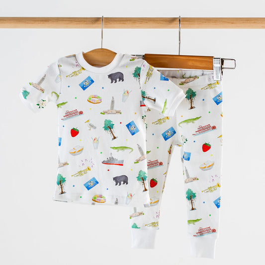 Louisiana Kids Organic Cotton Pajama Set-Rogue Magnolia Custom Designs