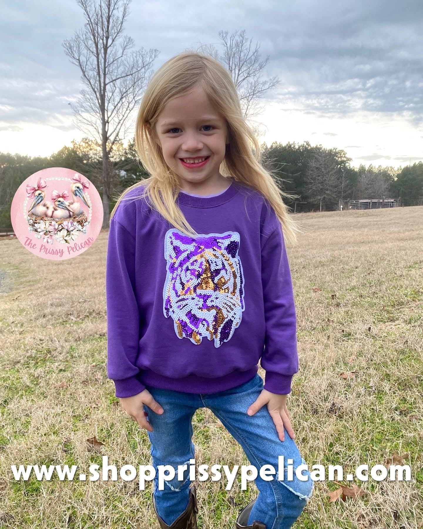 LSU tiger sequin mom & me collection SWEATSHIRT