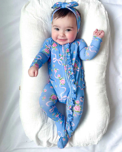 Elodie Ruffled Zippered Footie