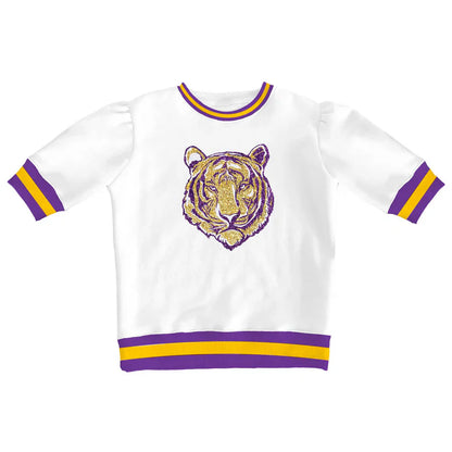 Sequin Purple Gold Tiger Holly Shirt
