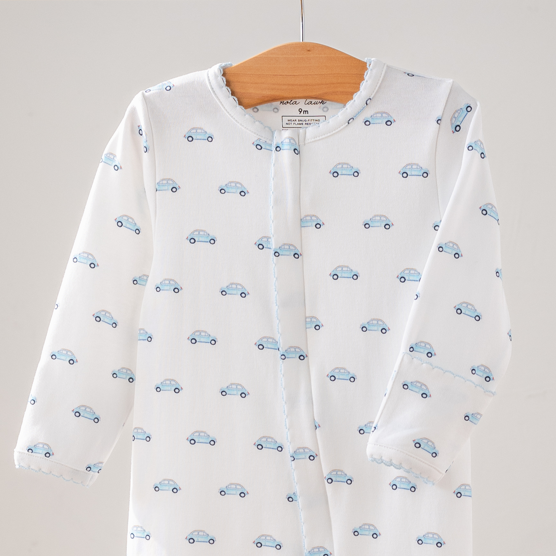 Baby Basics: Little Blue Wheels Organic Cotton Baby Pajamas-Rogue Magnolia Custom Designs