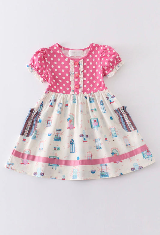 Platinum Balcony Pink Dot Dress– Girls Boutique Ruffle Dress