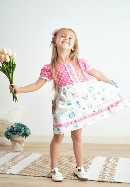 Platinum Balcony Pink Dot Dress– Girls Boutique Ruffle Dress