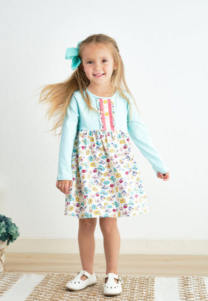 Platinum Mint Floral Dress – Girls Boutique Outfit