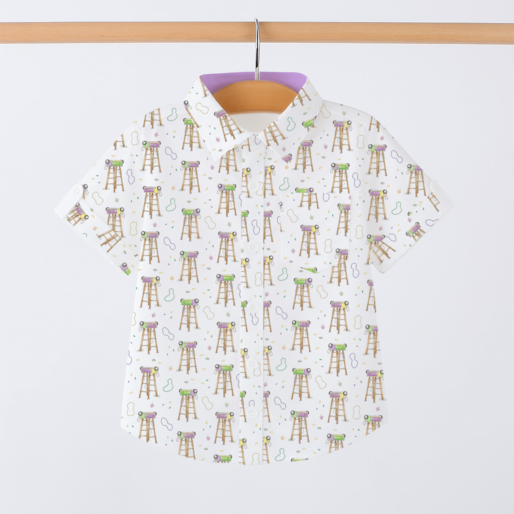 Throw Me Something Mister Mardi Gras Short Sleeve Collared Shirt-Rogue Magnolia Custom Designs