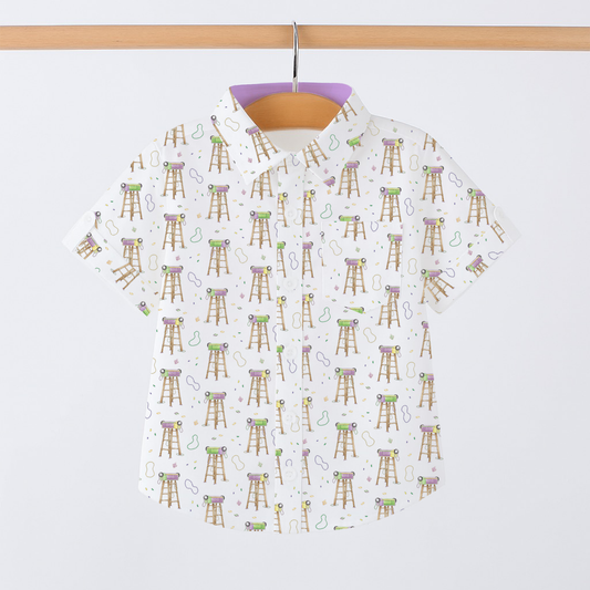 Throw Me Something Mister Mardi Gras Short Sleeve Collared Shirt-Rogue Magnolia Custom Designs