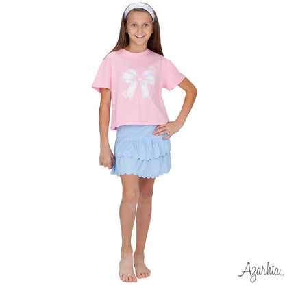 Scalloped Skort in Solid White