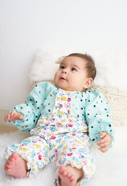 Platinum Mint Floral Romper – Sweet Baby Girl Outfit