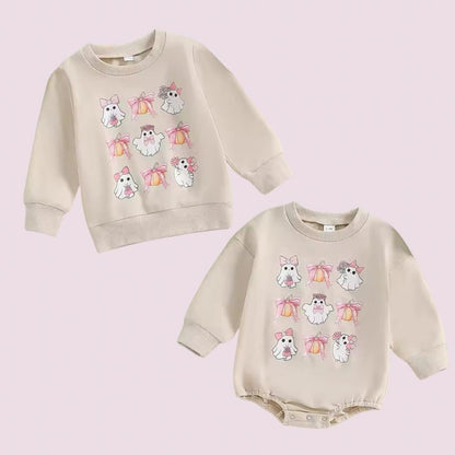 Coquette Ghost Top – Sweet & Spooky Girls’ Halloween Shirt