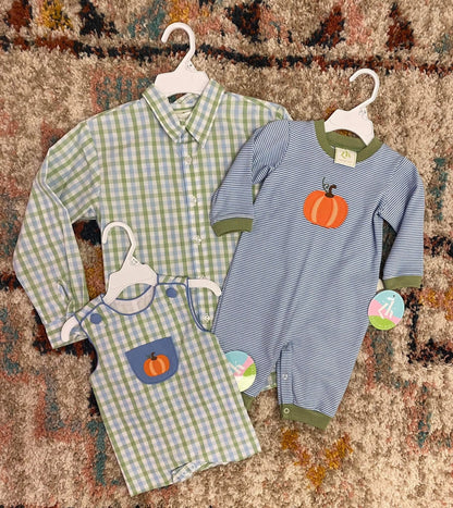 Pumpkin Knit Luke Bubble – Baby Boy Fall Romper