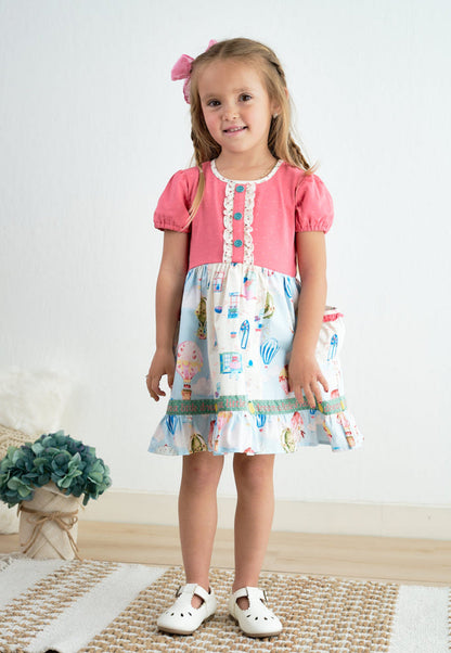 Platinum Hot Air Balloon Dress – Girls Boutique Puff Sleeve Dress