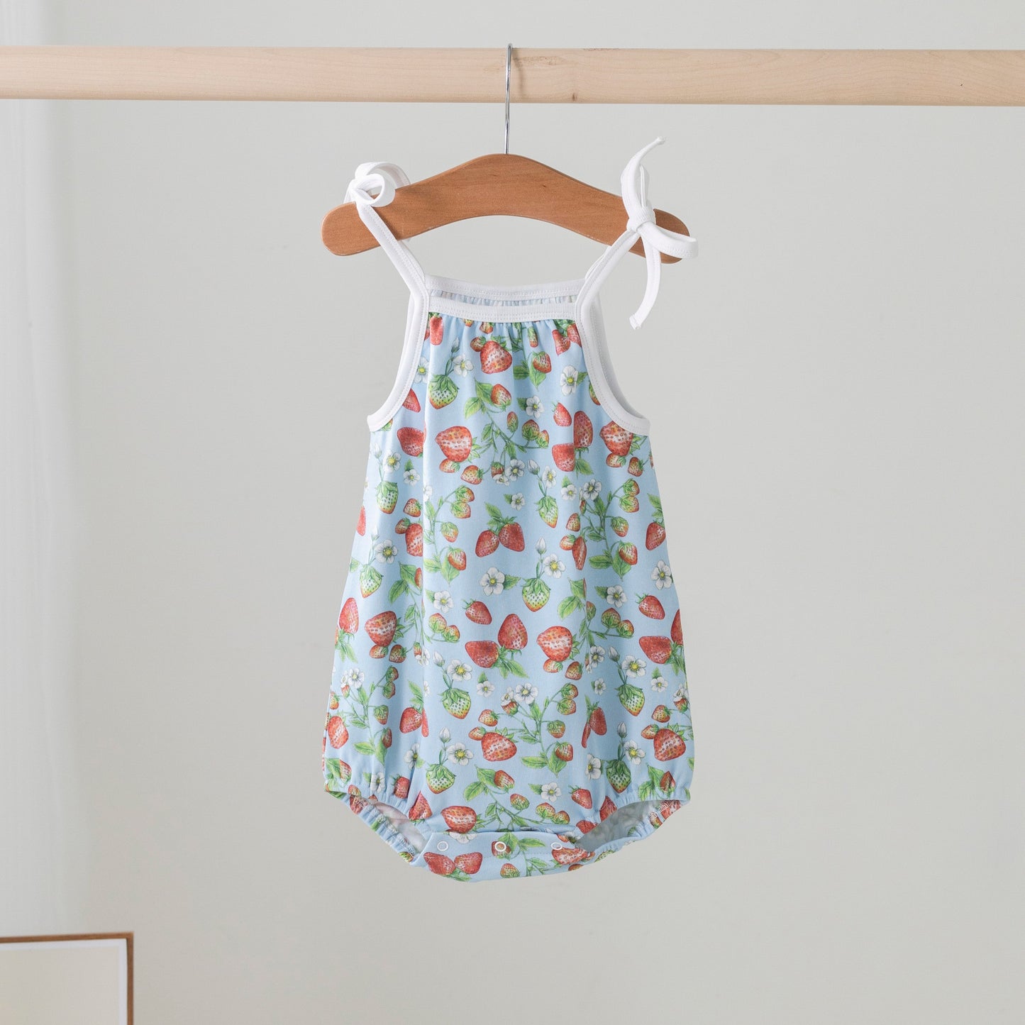 Strawberry Fields Organic Cotton Shoulder-Tie Onesie-Rogue Magnolia Custom Designs