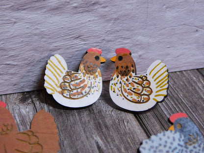 Chicken Stud Earrings-Rogue Magnolia Custom Designs