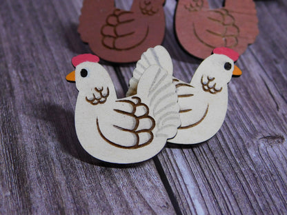 Chicken Stud Earrings-Rogue Magnolia Custom Designs