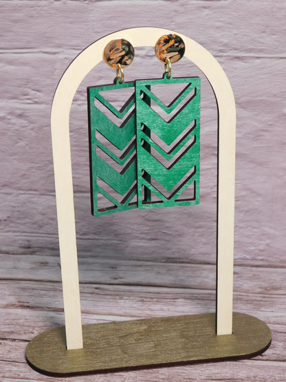 Rectangle Chevron Earrings-Rogue Magnolia Custom Designs