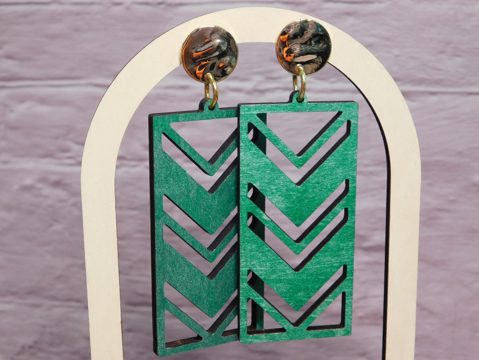 Rectangle Chevron Earrings-Rogue Magnolia Custom Designs