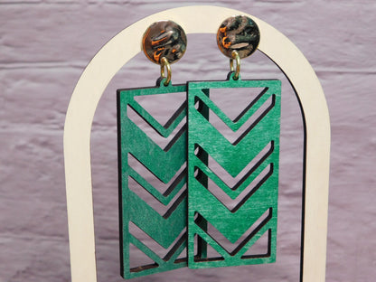 Rectangle Chevron Earrings-Rogue Magnolia Custom Designs