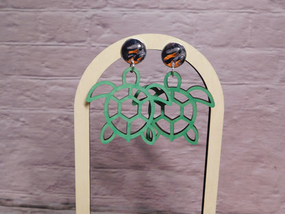 Sea Turtle Silhouette Earrings-Rogue Magnolia Custom Designs