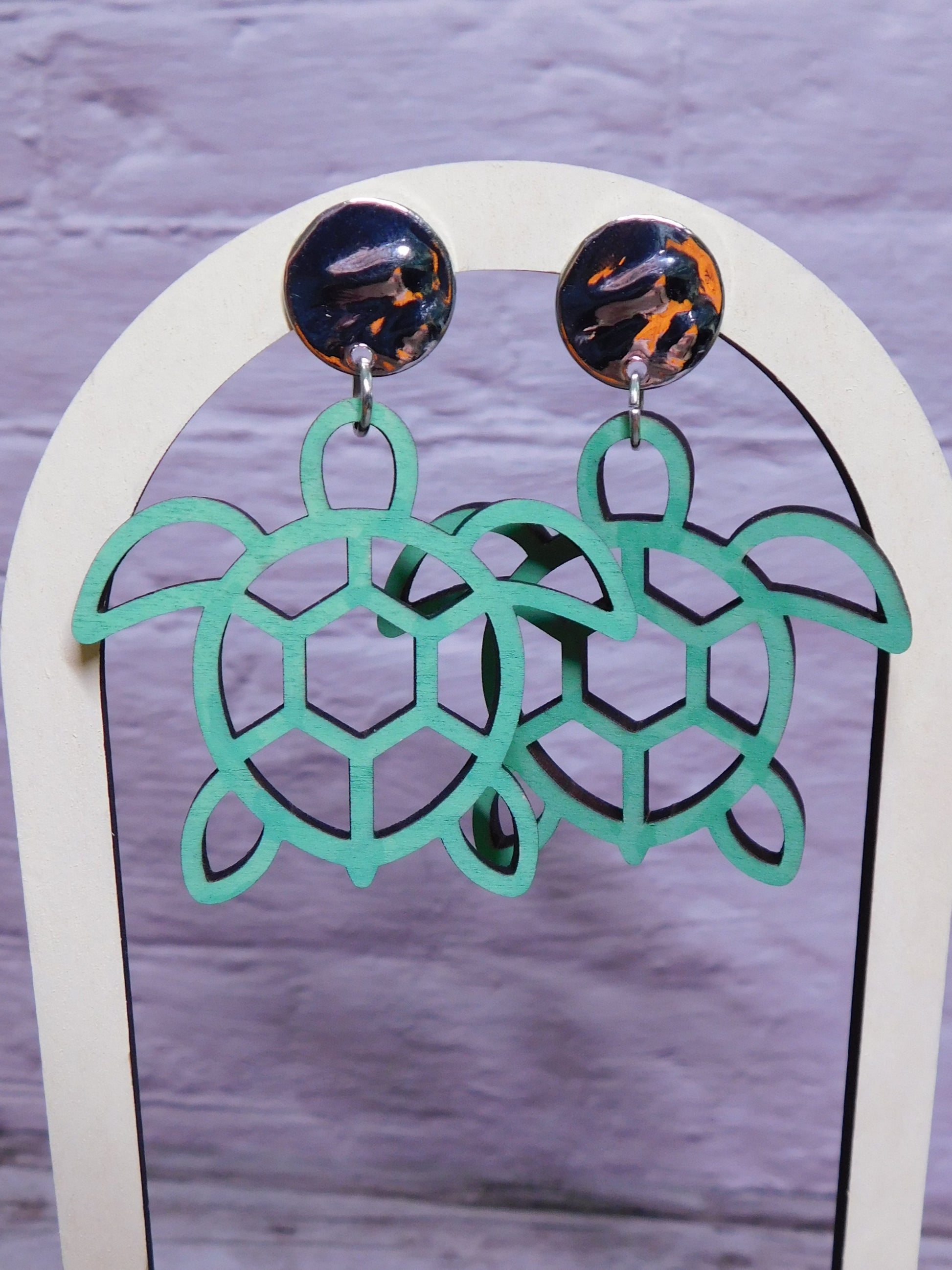 Sea Turtle Silhouette Earrings-Rogue Magnolia Custom Designs