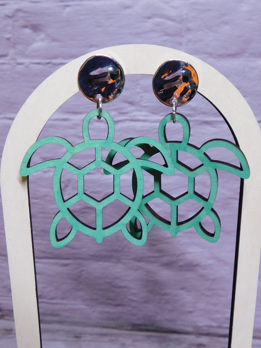 Sea Turtle Silhouette Earrings-Rogue Magnolia Custom Designs