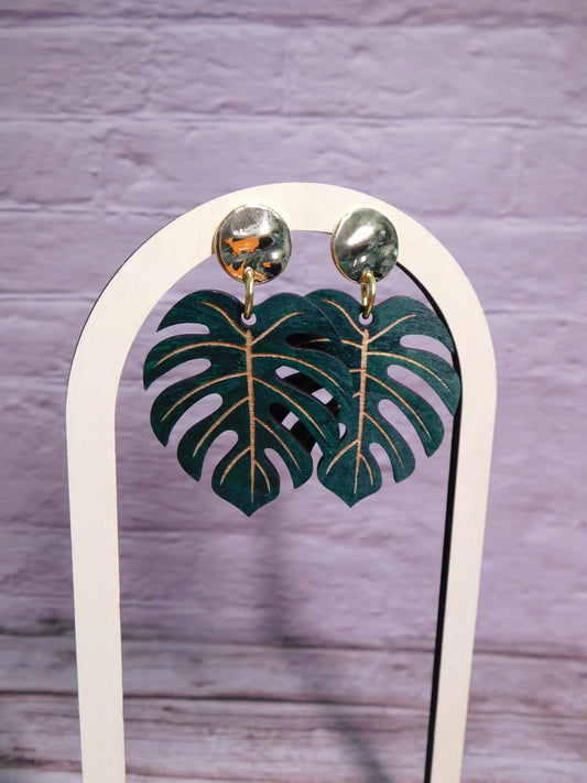 Monstera Leaf Earring-Rogue Magnolia Custom Designs