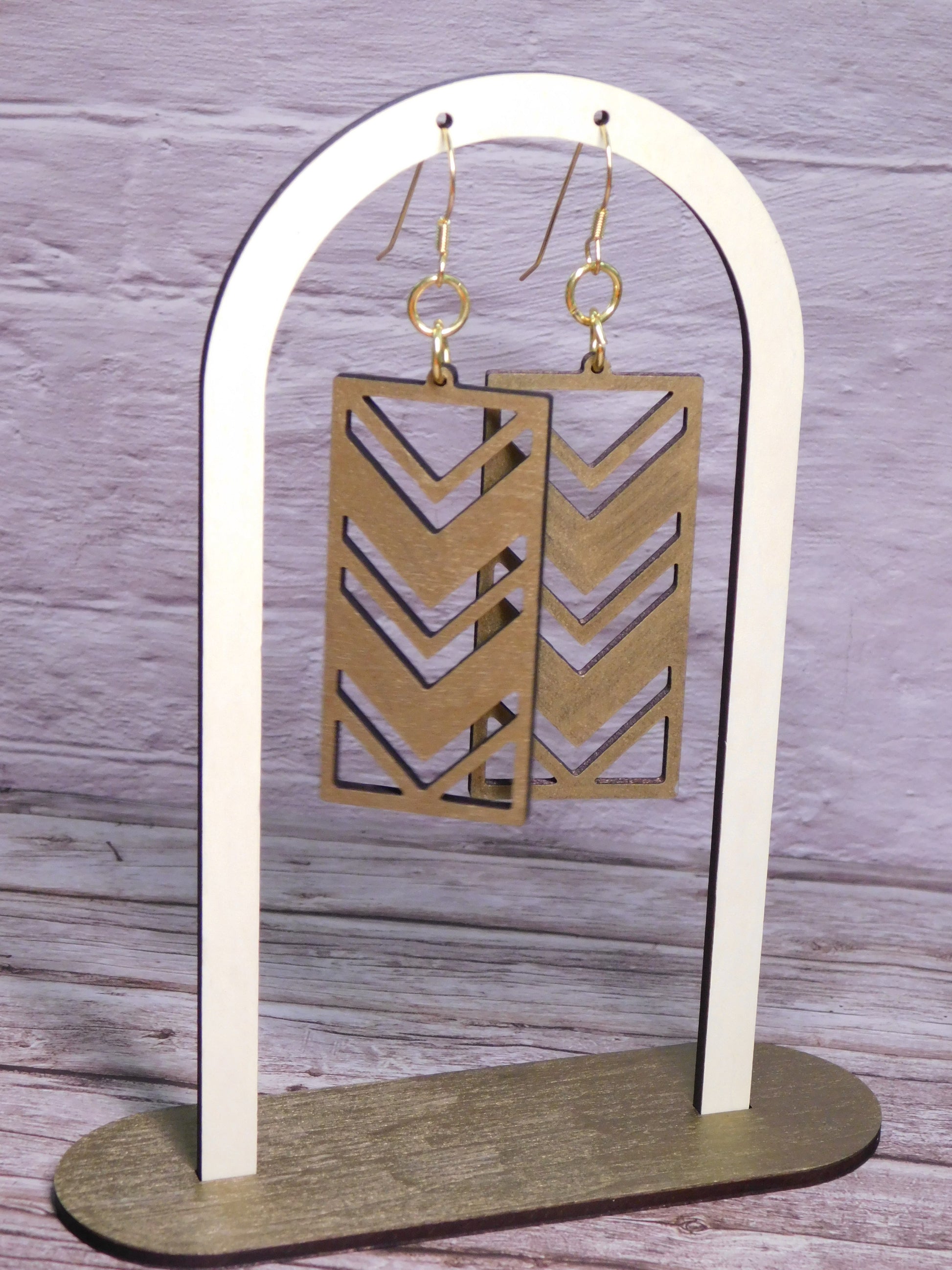 Rectangle Chevron Earrings-Rogue Magnolia Custom Designs