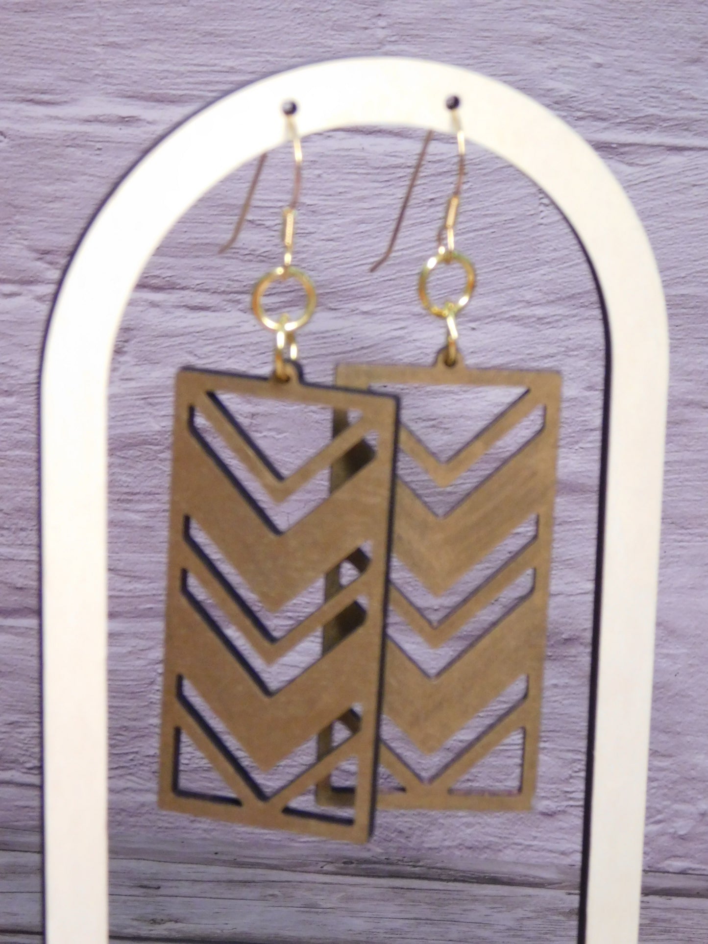 Rectangle Chevron Earrings-Rogue Magnolia Custom Designs