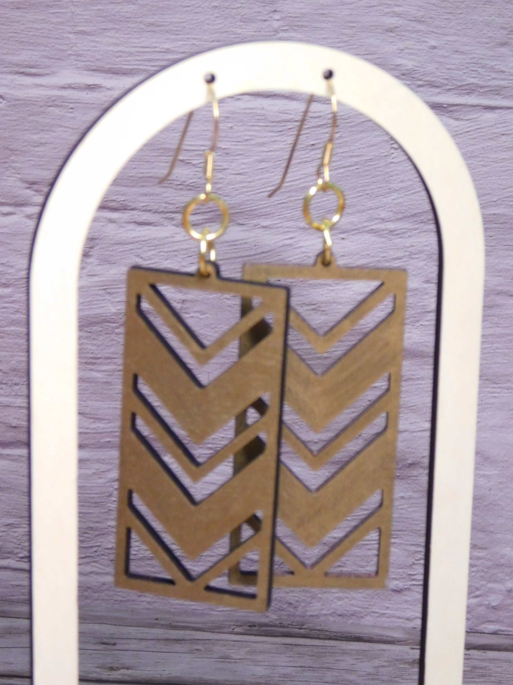 Rectangle Chevron Earrings-Rogue Magnolia Custom Designs