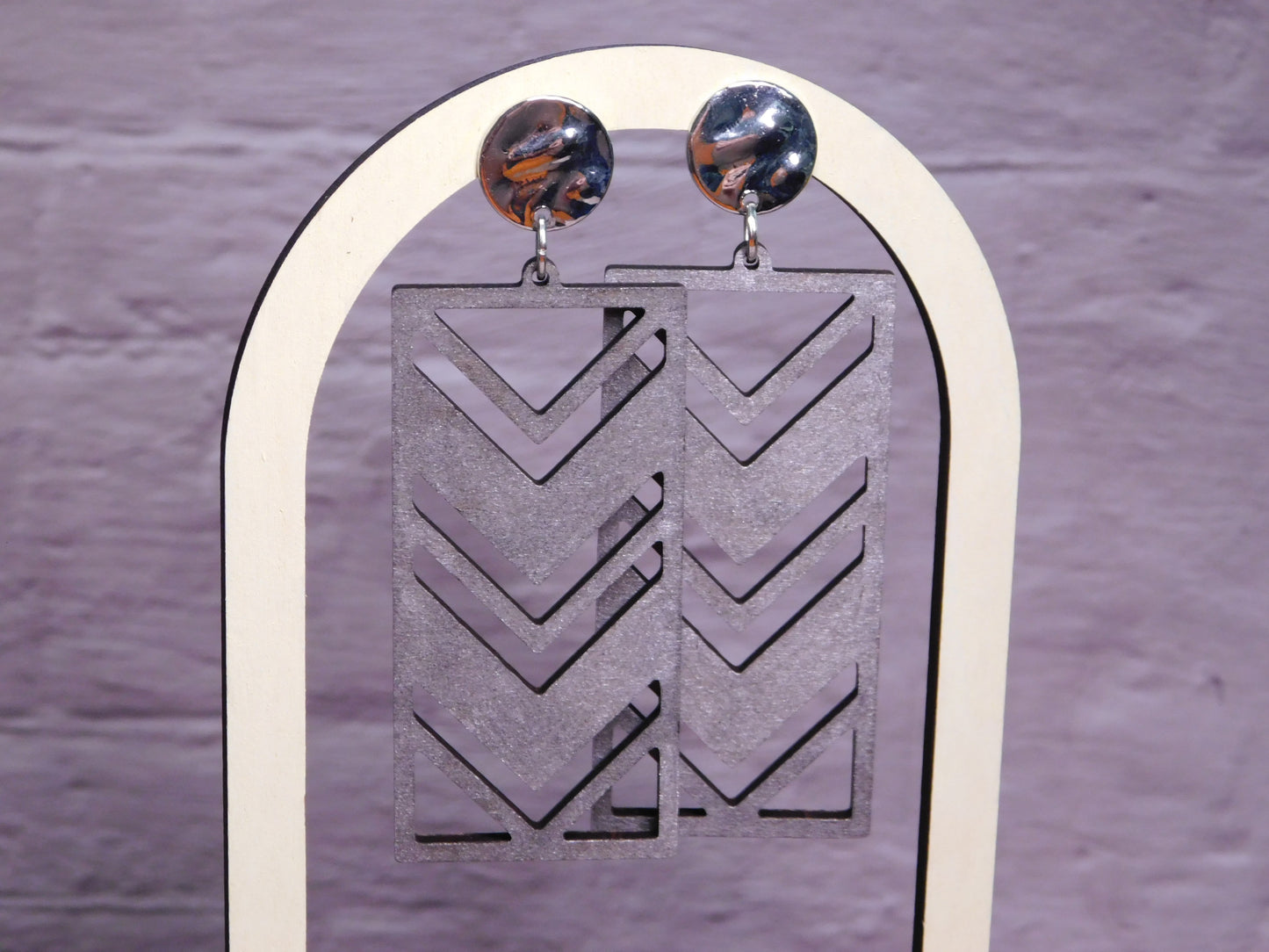 Rectangle Chevron Earrings-Rogue Magnolia Custom Designs
