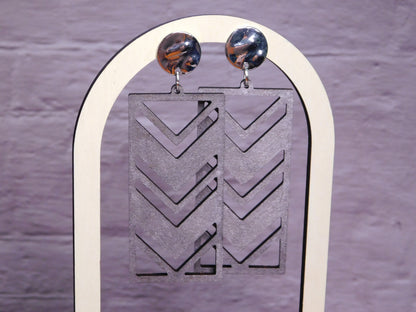 Rectangle Chevron Earrings-Rogue Magnolia Custom Designs