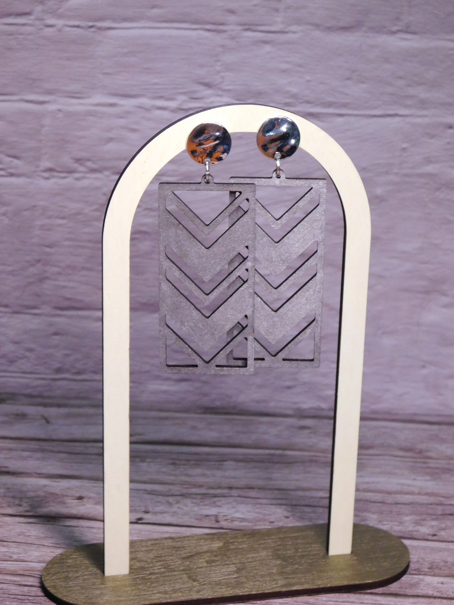 Rectangle Chevron Earrings-Rogue Magnolia Custom Designs