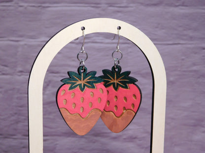 Chocolate Covered Strawberry Earrings-Rogue Magnolia Custom Designs