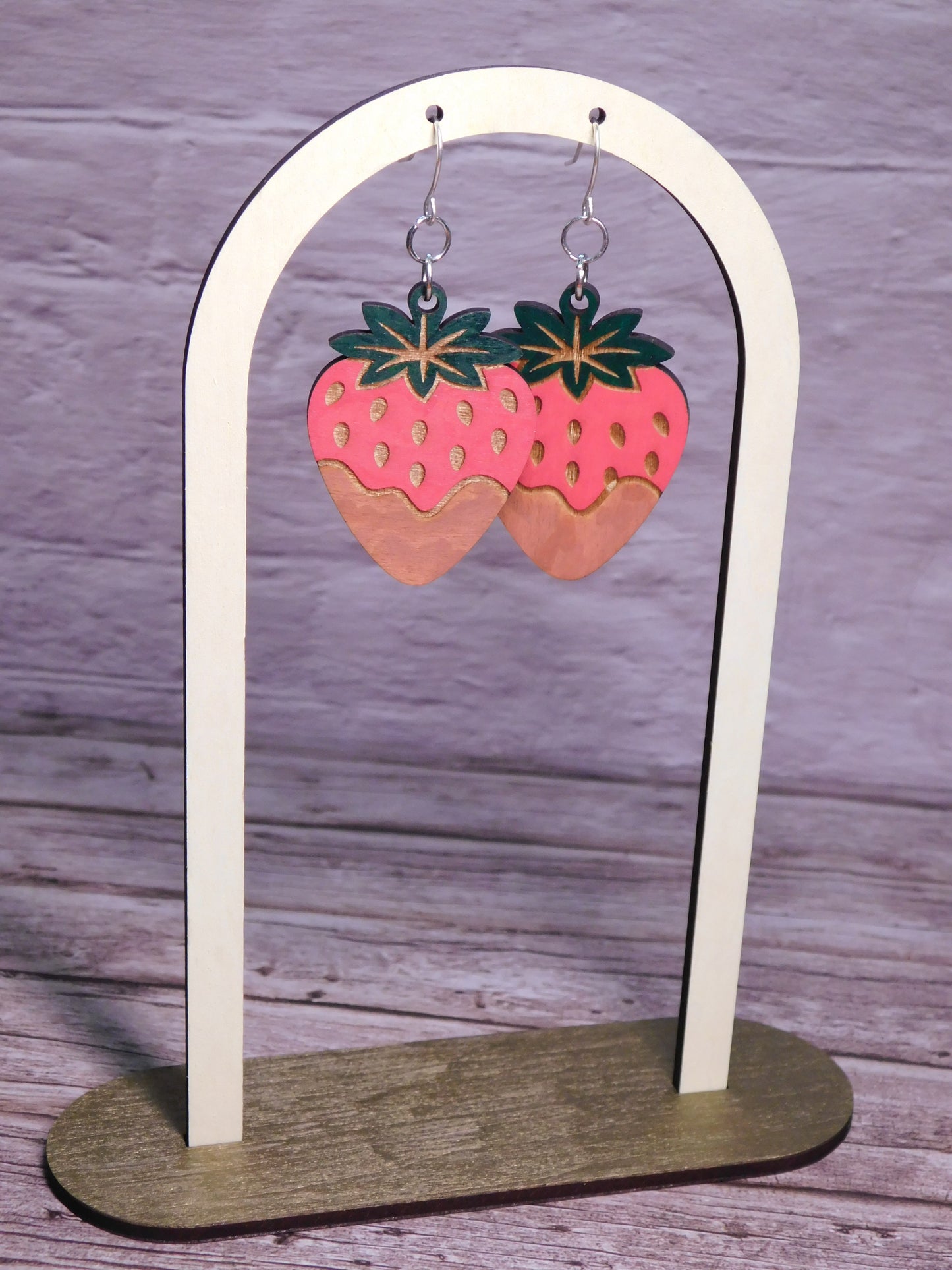 Chocolate Covered Strawberry Earrings-Rogue Magnolia Custom Designs