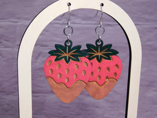 Chocolate Covered Strawberry Earrings-Rogue Magnolia Custom Designs