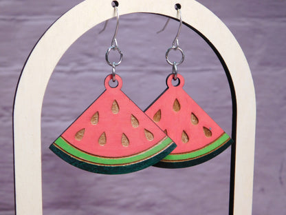 Watermelon Wedge Earrings-Rogue Magnolia Custom Designs