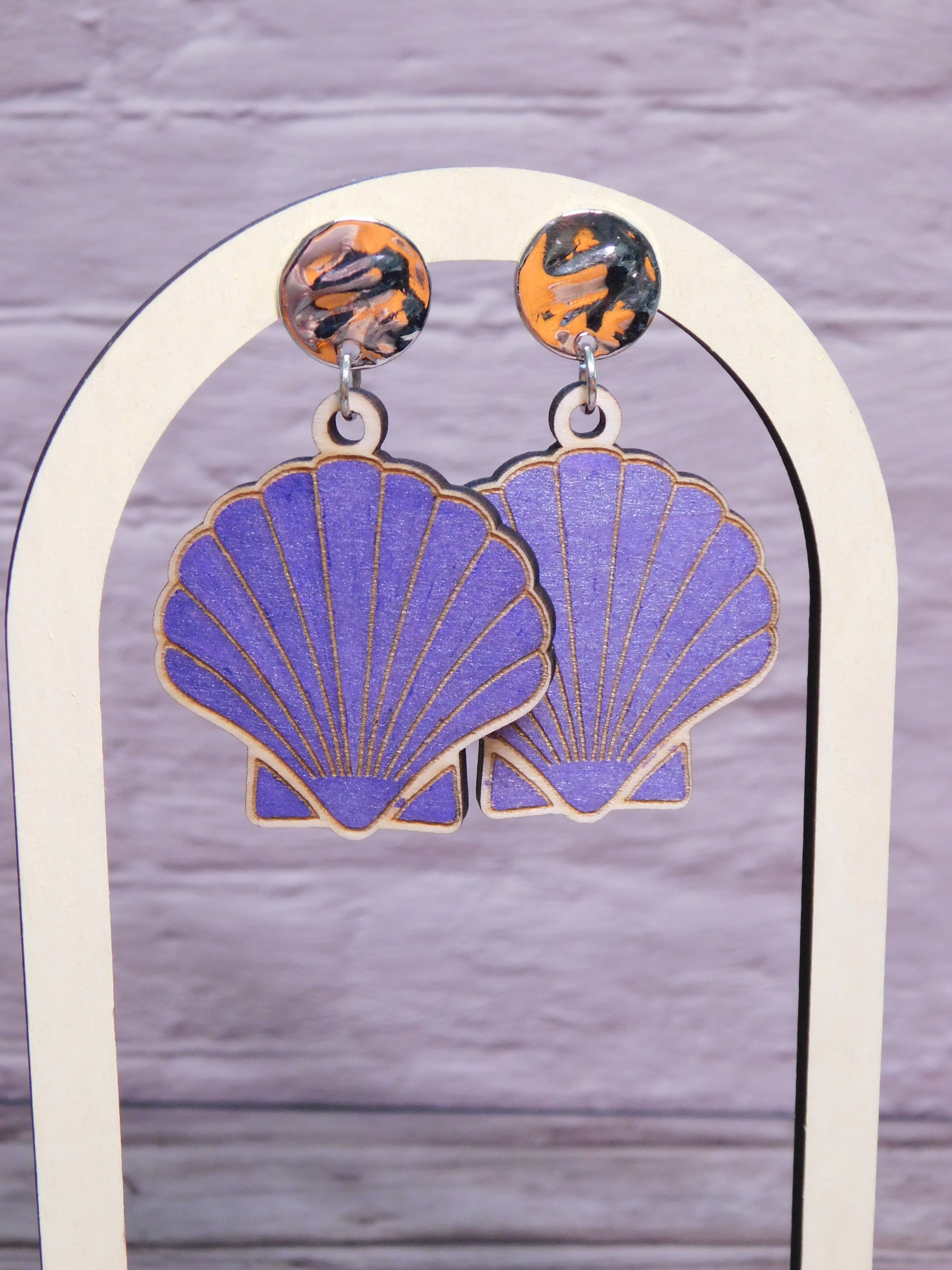 Upright Shell Earrings-Rogue Magnolia Custom Designs