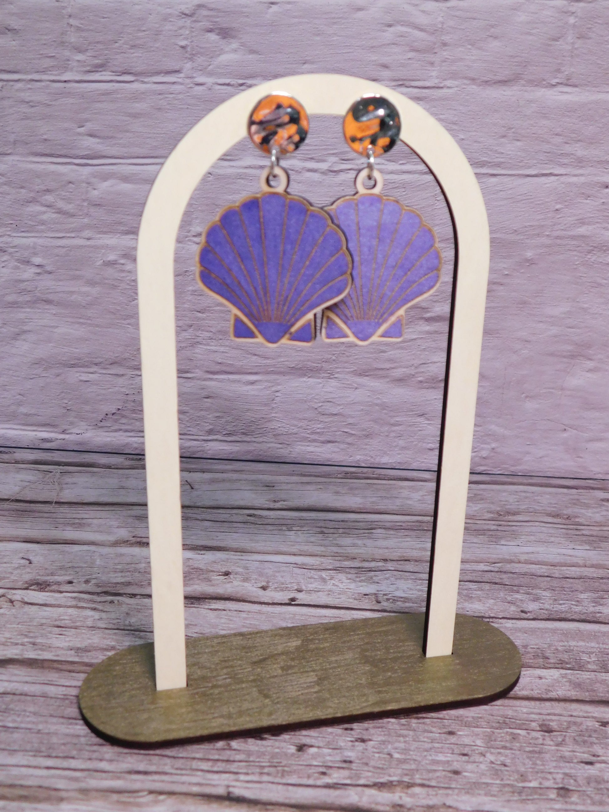 Upright Shell Earrings-Rogue Magnolia Custom Designs
