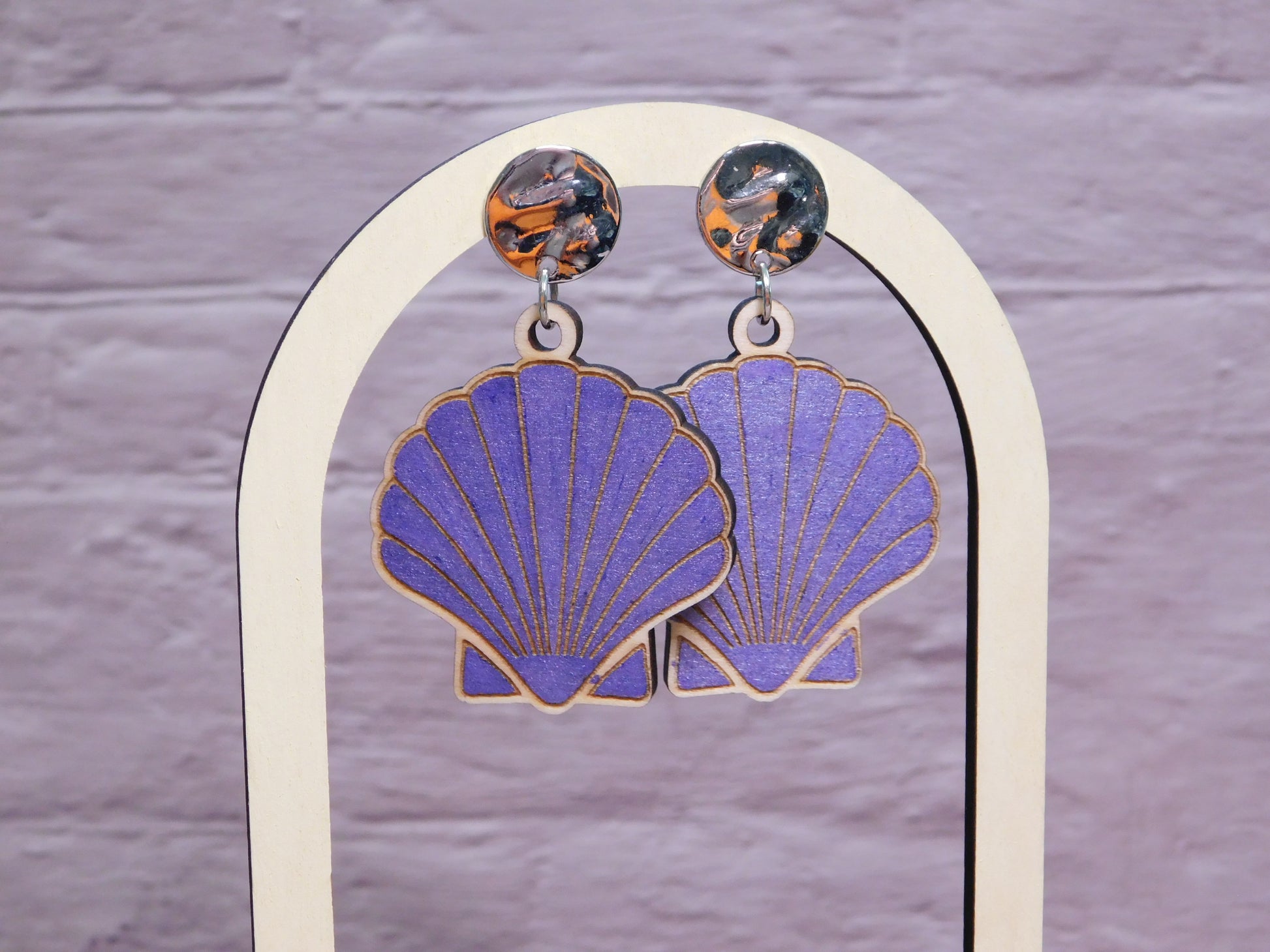 Upright Shell Earrings-Rogue Magnolia Custom Designs