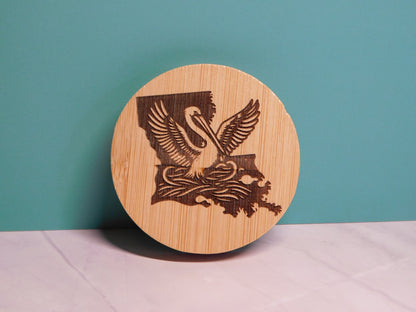 Round Magnetic Bamboo Bottle Opener-Rogue Magnolia Custom Designs