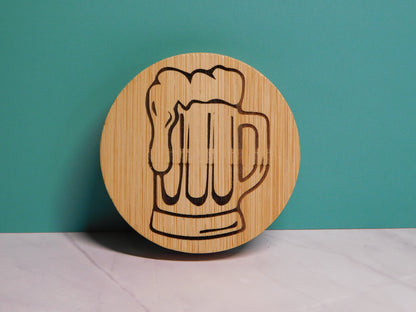 Round Magnetic Bamboo Bottle Opener-Rogue Magnolia Custom Designs