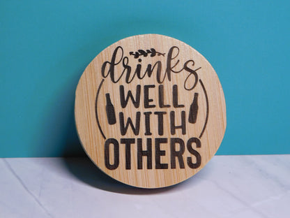 Round Magnetic Bamboo Bottle Opener-Rogue Magnolia Custom Designs