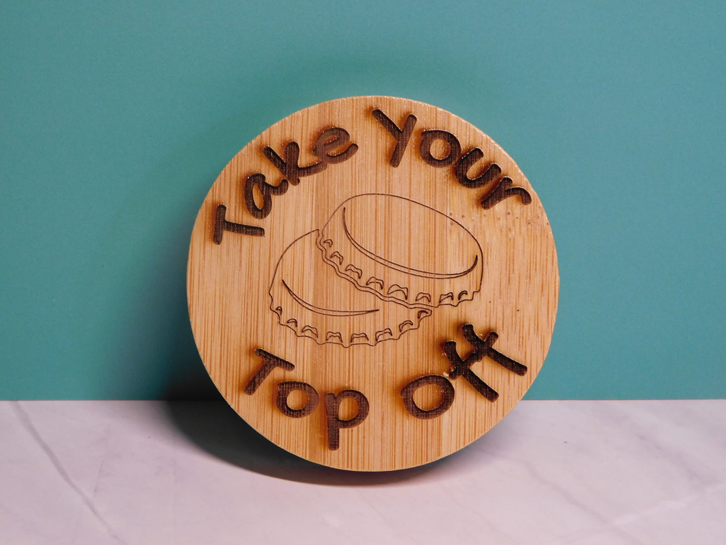 Round Magnetic Bamboo Bottle Opener-Rogue Magnolia Custom Designs