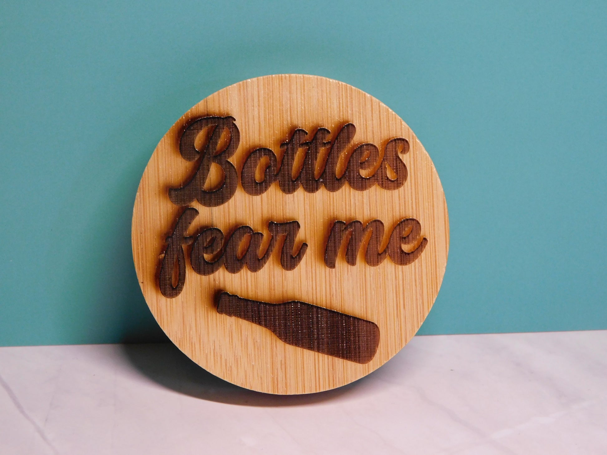 Round Magnetic Bamboo Bottle Opener-Rogue Magnolia Custom Designs