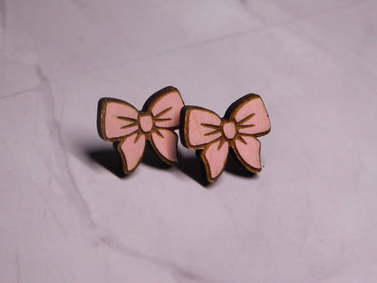 Mini Bow Laser-Cut Stud Earrings-Rogue Magnolia Custom Designs